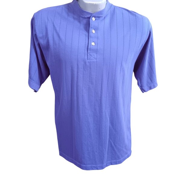 Vintage Men's Medium T-shirt 1980's Bristol Blues Henley Polo Shirt Ribbed - Picture 2 of 5